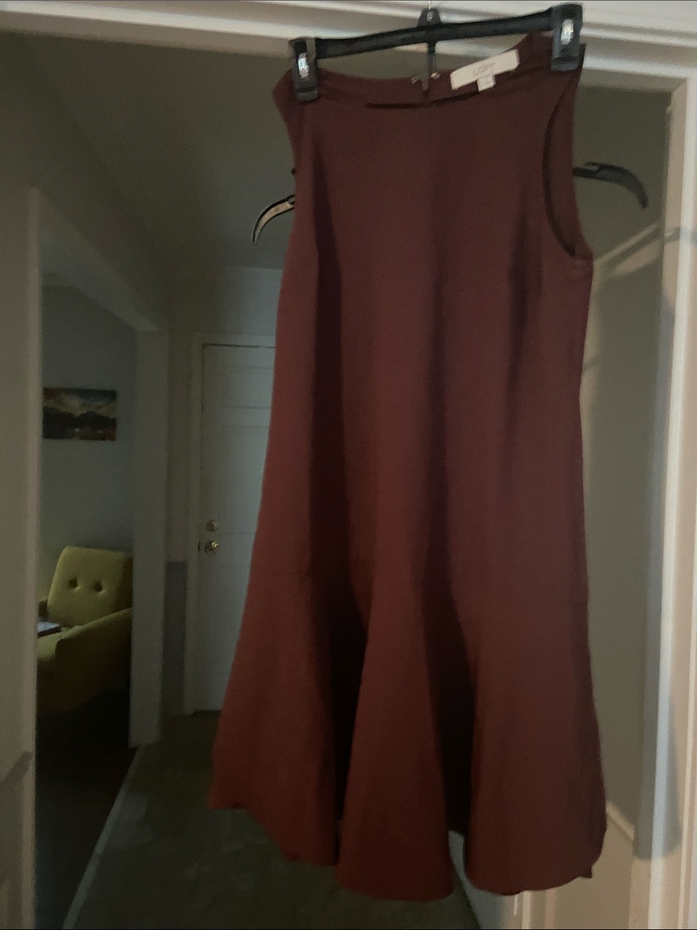LOFT Sleeveless A-Line Dress in Brown